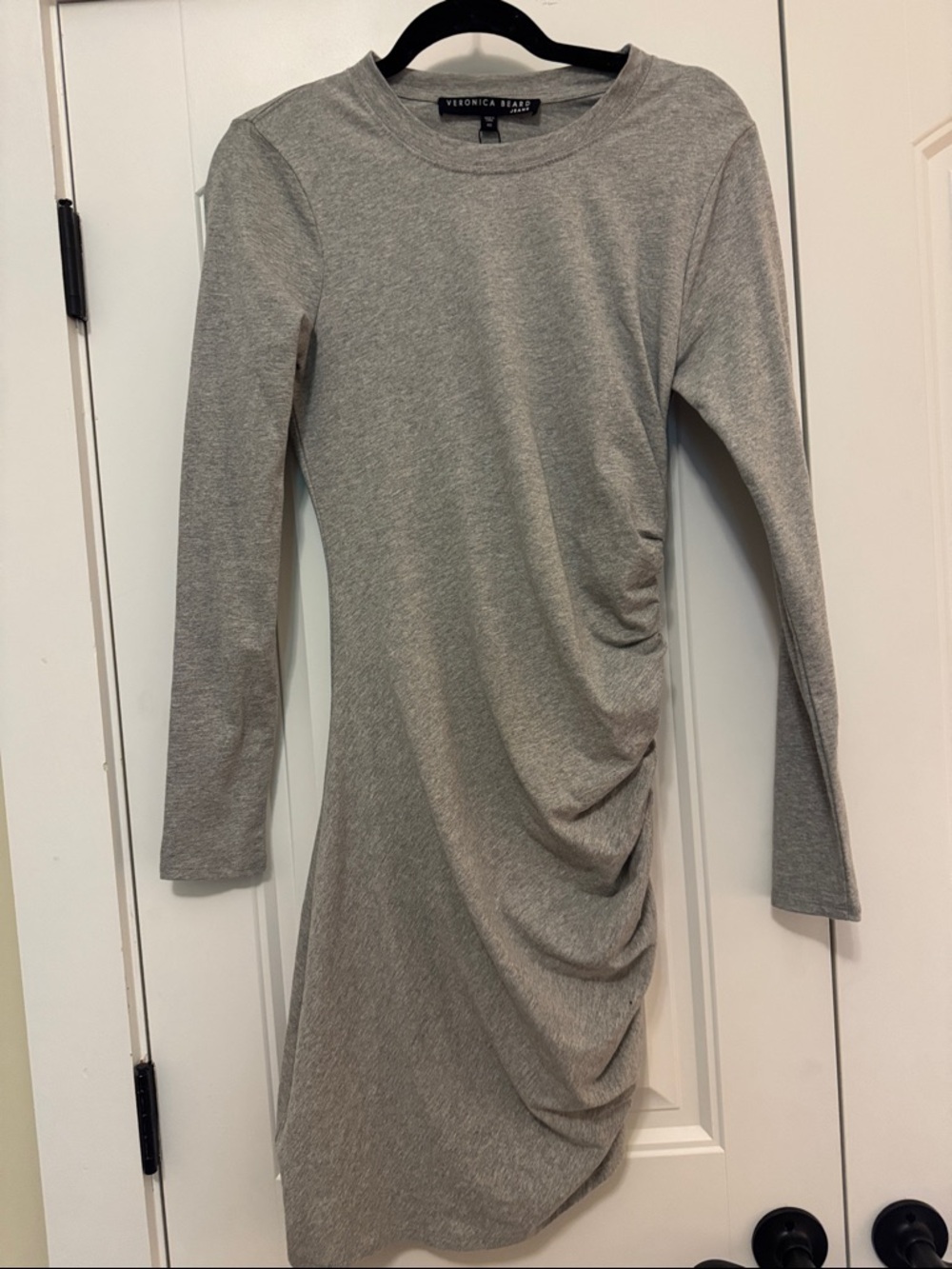Veronica Beard Heather Gray Long Sleeve Ruched Side Dress